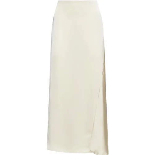 Ecru Satin Midi Skirt , female, Sizes: 2XS, S - Max Mara Weekend - Modalova