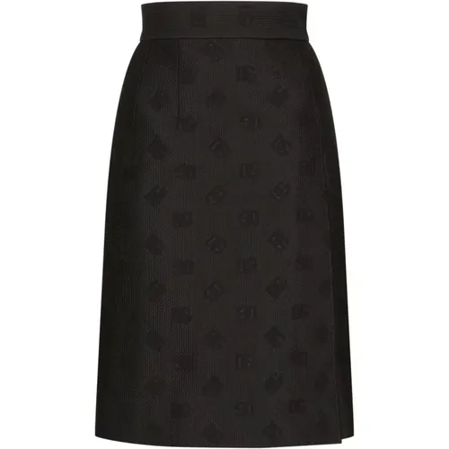 Jacquard Monogram Midi Skirt , female, Sizes: XS - Dolce & Gabbana - Modalova