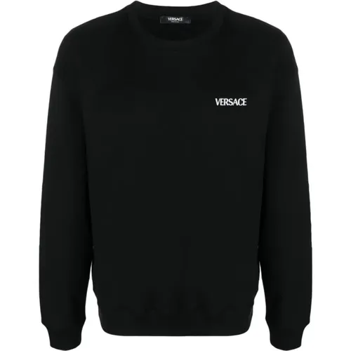 Sweatshirt mit Grafikdruck am Halsausschnitt - Versace - Modalova