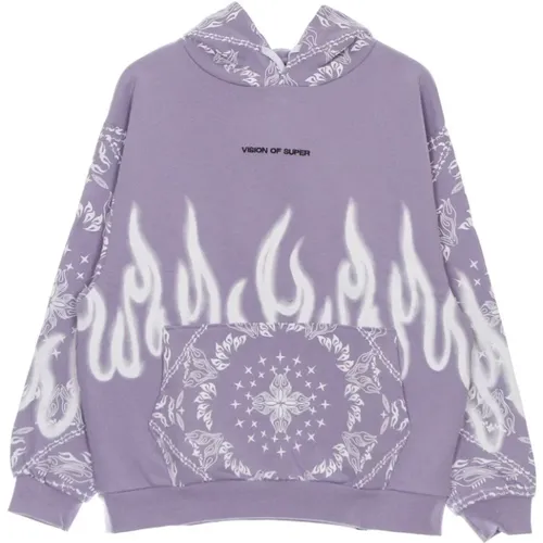 Bandana Print Lightweight Hoodie Lilac , male, Sizes: XL - Vision OF Super - Modalova