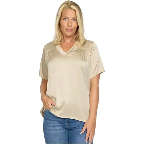 Champagner Bluse mit Rüschen Details - 2-Biz - Modalova