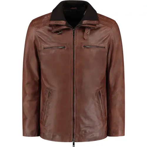 Leather Parka with Removable Wool Collar - 2 in 1 Jacket , male, Sizes: 3XL, L, 4XL, M, XL, 2XL, S, 5XL - Cycas D’or - Modalova