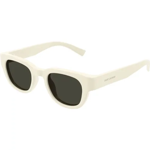 Weiße Sonnenbrille mit Originalzubehör , unisex, Größe: 46 MM - Saint Laurent - Modalova