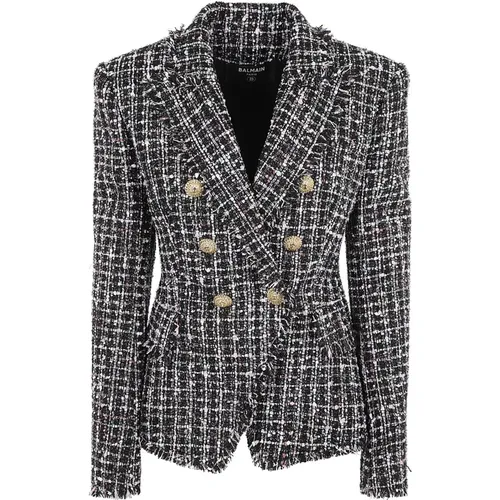 Schicke Tweed Oberbekleidung Jacke - Balmain - Modalova