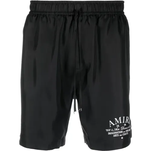 Nylon Shorts with Elasticated Waist and Logo Print , male, Sizes: L - Amiri - Modalova