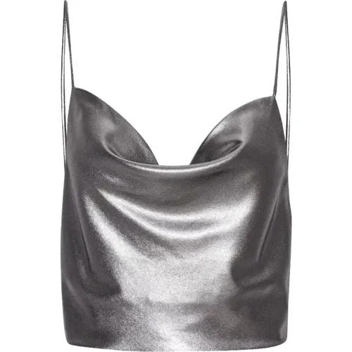 Shimmering Metallic Crop Top , female, Sizes: M, L - Rotate Birger Christensen - Modalova