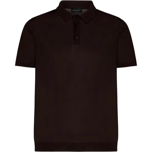 Coffee Polo Knit Shirt , male, Sizes: L, S - Roberto Collina - Modalova