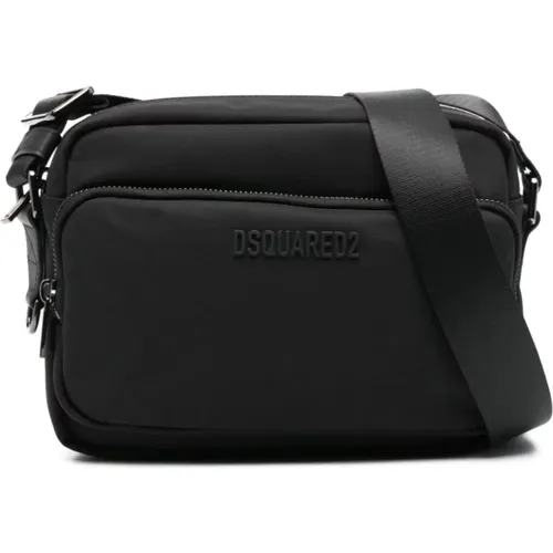 Schwarze Texturierte Brieftasche mit Schultergurt - Dsquared2 - Modalova