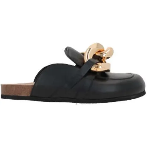 Leather Sandals with Oversized Gold Chain , male, Sizes: 10 UK, 6 UK - JW Anderson - Modalova