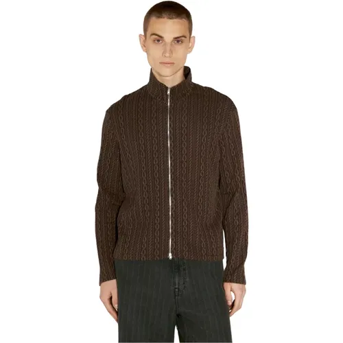 Kabel Jacquard Reißverschluss Polo Cardigan , Herren, Größe: M - Our Legacy - Modalova