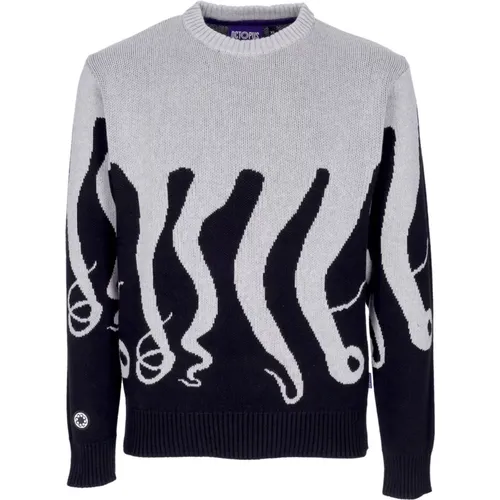 Crewneck Sweater with Tentacles Embroidery , male, Sizes: XS, S, XL, M, L - Octopus - Modalova