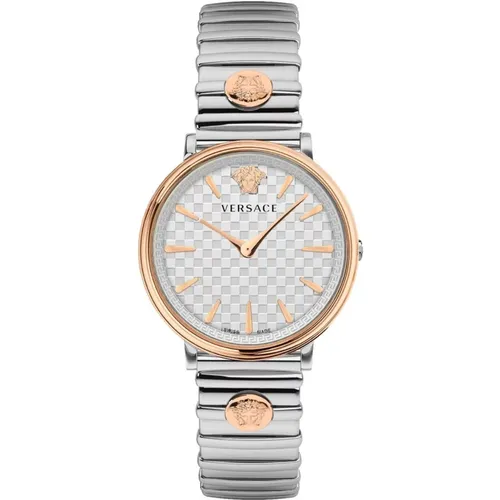 V-Circle Edelstahl Uhr , Damen, Größe: ONE Size - Versace - Modalova