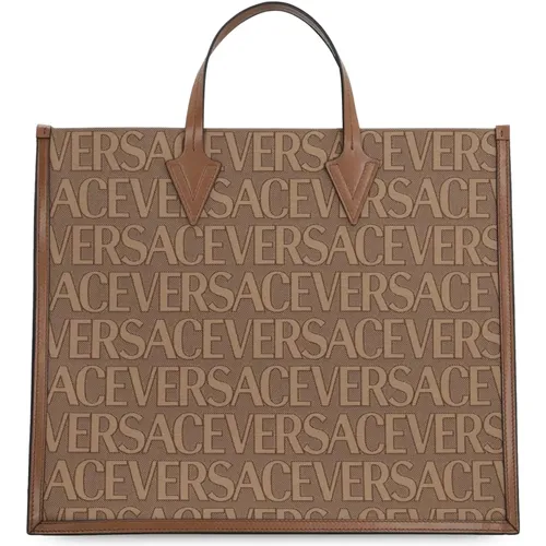 Canvas- und Leder-Einkaufstasche - Versace - Modalova