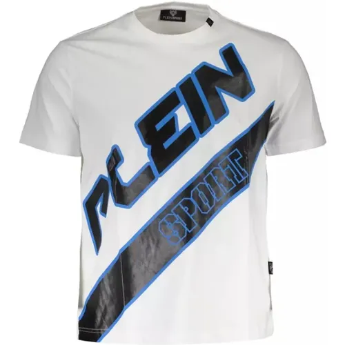 Weißes Baumwoll-T-Shirt mit Kurzen Ärmeln und Aufgedrucktem Logo , Herren, Größe: XL - Plein Sport - Modalova