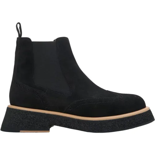 Damen Schwarze Wildleder Stiefeletten mit Braunen Akzenten Er00113882 - Estro - Modalova