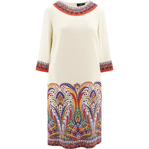 White Dress with Print , female, Sizes: L - ETRO - Modalova