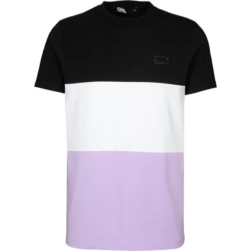 Reguläres T-Shirt in Schwarz, Lila, Weiß , Herren, Größe: L - Karl Lagerfeld - Modalova