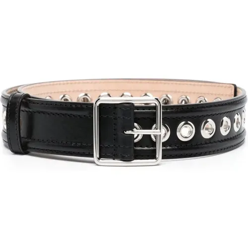 Eyelet-Detail Leather Belt , female, Sizes: 85 CM - alexander mcqueen - Modalova