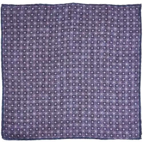 Geometric Print Silk Scarf Blue , male, Sizes: ONE SIZE - BRUNELLO CUCINELLI - Modalova