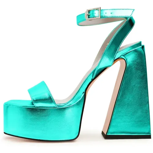 Grüne elegante High-Heel-Sandalen , Damen, Größe: 38 EU - Cesare Gaspari - Modalova