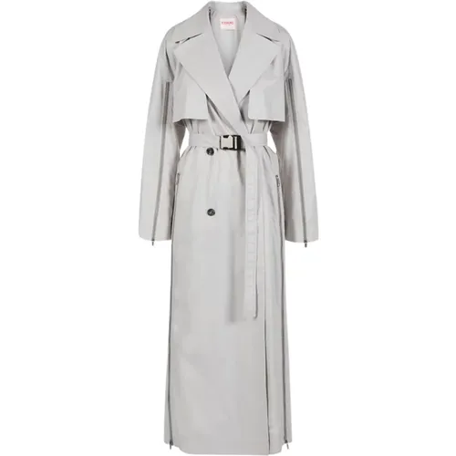 Chinched Cotton Zip Trench Coat - Iceberg - Modalova