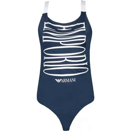 Gestreifter Badeanzug mit Logo , Damen, Größe: XS - Emporio Armani - Modalova