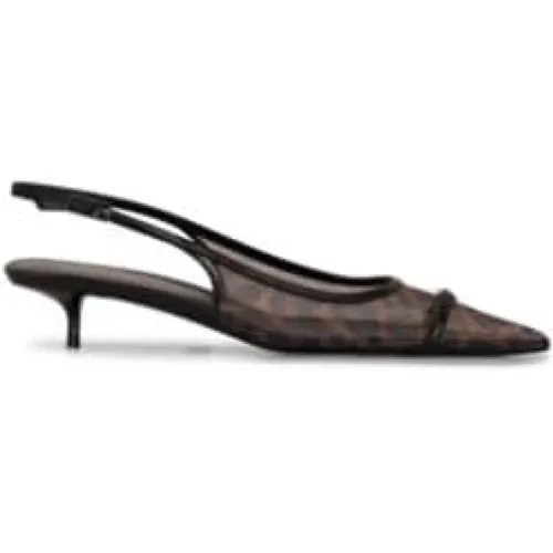 Animal-Print Mesh Slingback Pumps , female, Sizes: 4 UK, 7 UK, 3 UK, 5 UK, 5 1/2 UK - Saint Laurent - Modalova