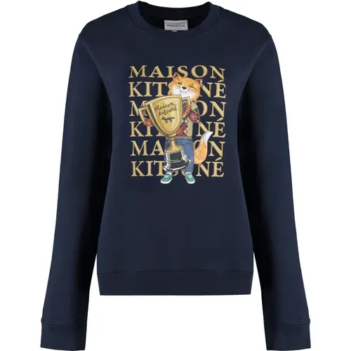 Baumwoll-Sweatshirt mit Rippenbündchen - Maison Kitsuné - Modalova