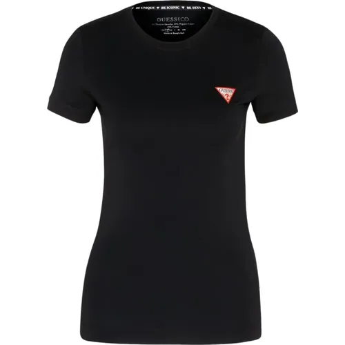 Stretch T-Shirt - Schwarz, Slim Fit, Kurze Ärmel - Guess - Modalova