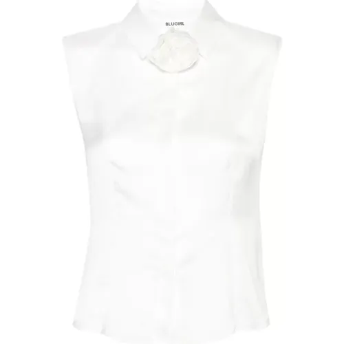 Satin Weave Sleeveless Shirt , female, Sizes: S, L - Blugirl - Modalova
