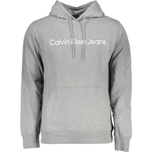 Mens Hoodie Grey Long Sleeve , male, Sizes: 2XL, M, XL, S, L - Calvin Klein - Modalova