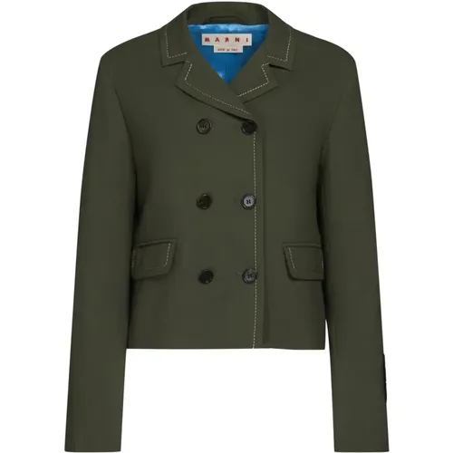 Tropical Wool Double-Breasted Jacket , female, Sizes: S - Marni - Modalova