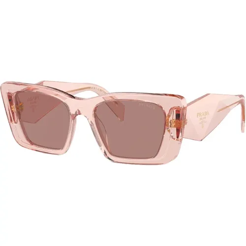 Transparente Pfirsich-Sonnenbrille mit hellbraunen Gläsern - Prada - Modalova