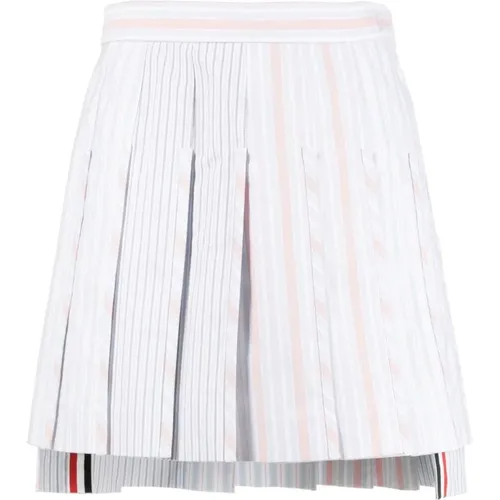 Pleated Oxford Striped Tennis Skirt , female, Sizes: 2XS, S, XS - Thom Browne - Modalova