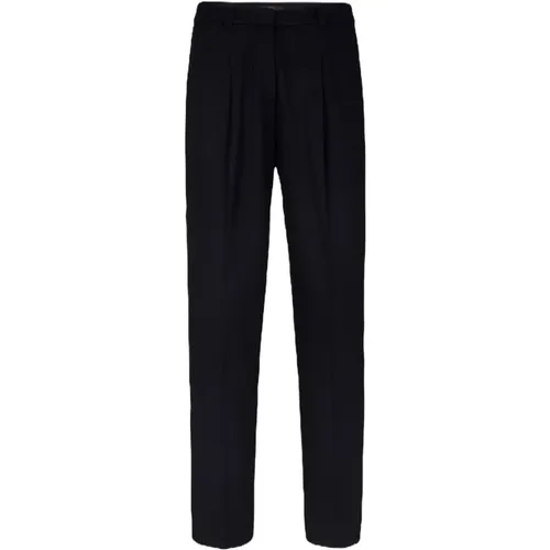 Navy Wool Jersey Pleated Trousers , female, Sizes: L, 3XL, XS - Windsor - Modalova