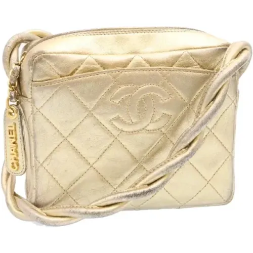 Pre-owned Gold Canvas Shoulder Bag , female, Sizes: ONE SIZE - Chanel Vintage - Modalova