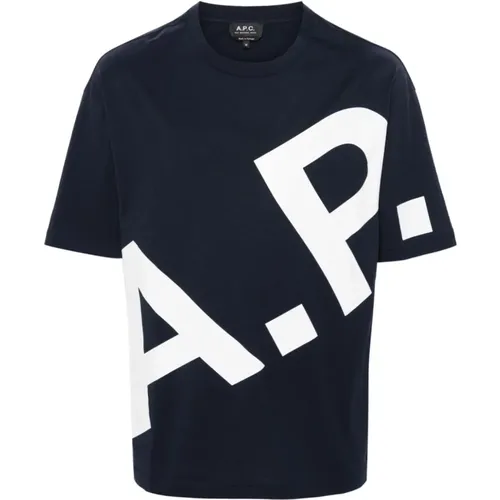 Blaue Jersey Logo T-shirts und Polos , Herren, Größe: S - A.p.c. - Modalova