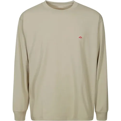 Cotton Logo Long-Sleeve Shirt , male, Sizes: XL, L, M, 2XL - Danton - Modalova