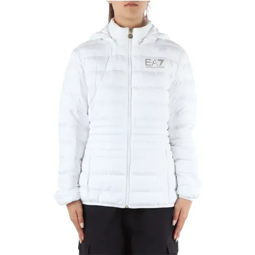 Quilted Hooded Jacket with Logo Print , female, Sizes: XL, S, XS, L - Emporio Armani EA7 - Modalova