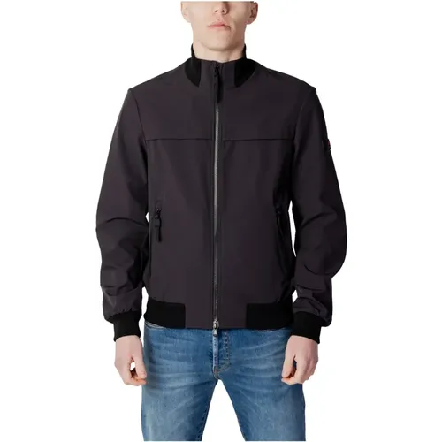 Schwarze Bomberjacke mit blauem Rollkragen - Peuterey - Modalova