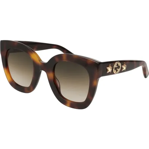 Sonnenbrille in Havana/Braun getönt , Damen, Größe: 49 MM - Gucci - Modalova
