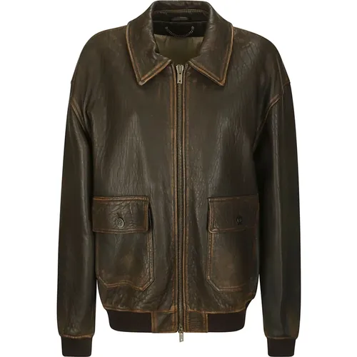 Aviator Leather Jacket , male, Sizes: L - Golden Goose - Modalova