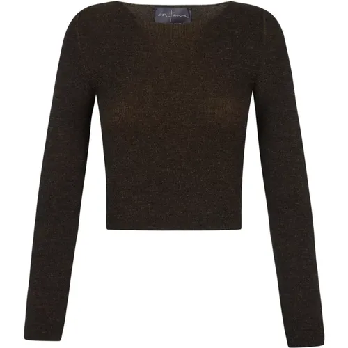 Brauner Cashmere Melange Langarm-Top , Damen, Größe: XL - Cortana - Modalova