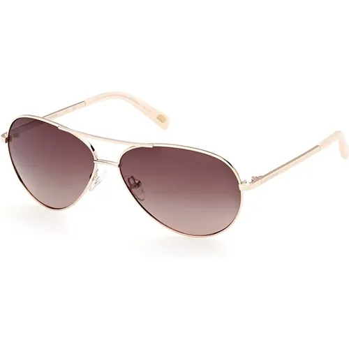 Golden Frame Brown Polarized Sunglasses , female, Sizes: 61 MM - Skechers - Modalova