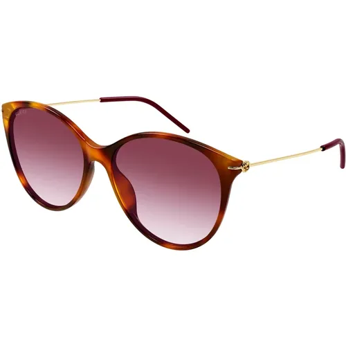 Havana/Red Shaded Sunglasses , female, Sizes: 58 MM - Gucci - Modalova