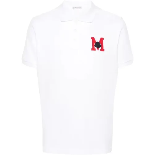 Logo Pique Polo Shirt mit Applikation , Herren, Größe: M - Moncler - Modalova