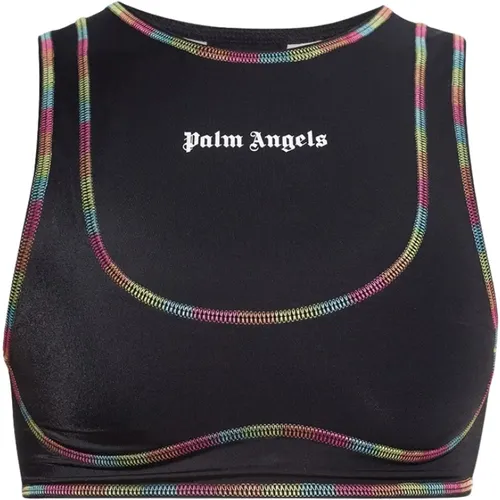 Crop top with sequins , female, Sizes: M, S - Palm Angels - Modalova