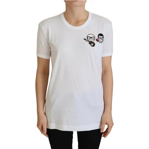 Weißes #dgfamily Crewneck Baumwoll T-Shirt , Damen, Größe: XS - Dolce & Gabbana - Modalova