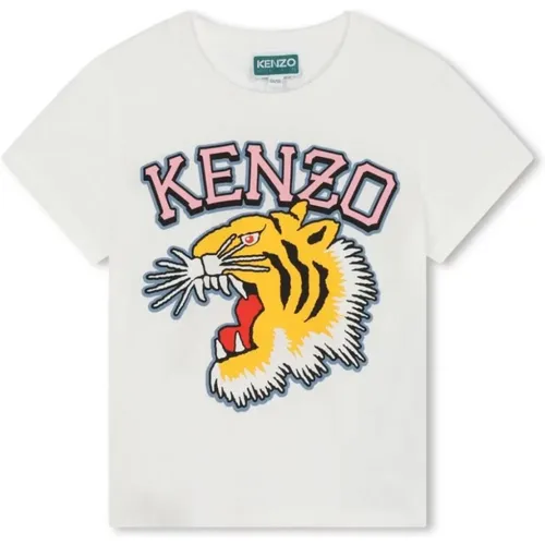 Bedrucktes Ivory T-Shirt mit Logo - Kenzo - Modalova