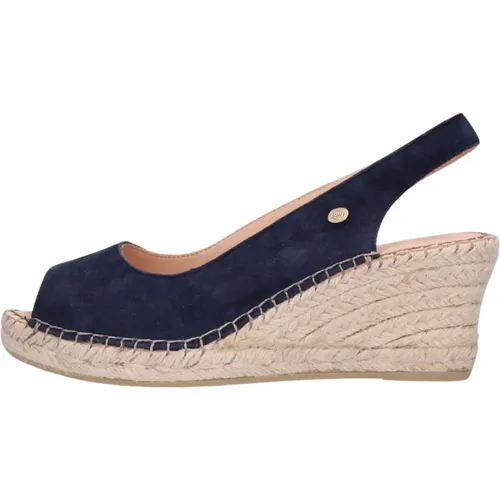 Marineblaue Espadrilles mit Peep Toe , Damen, Größe: 42 EU - Fred de la Bretoniere - Modalova